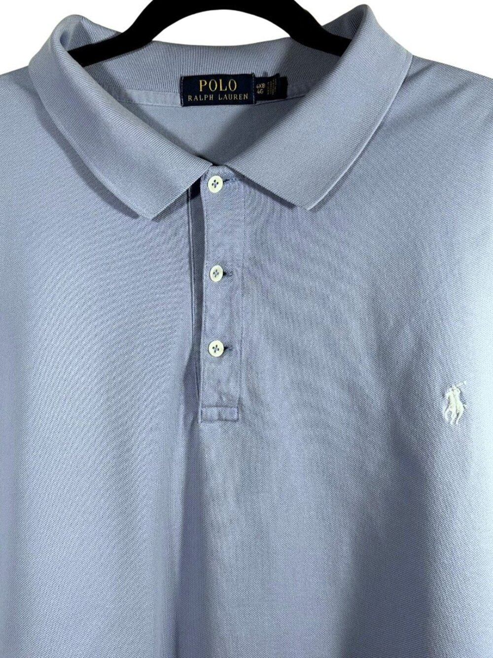 Polo Ralph Lauren Mens 4XB Blue Stretch Mesh Cotton Polo Shirt Big & Tall
